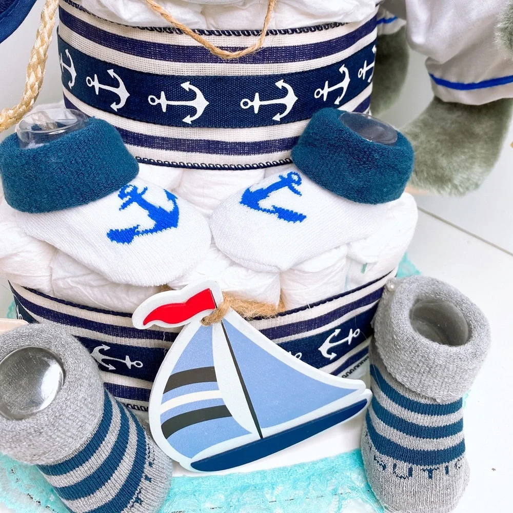 Sailor Diaper Cake, Nautical Themed